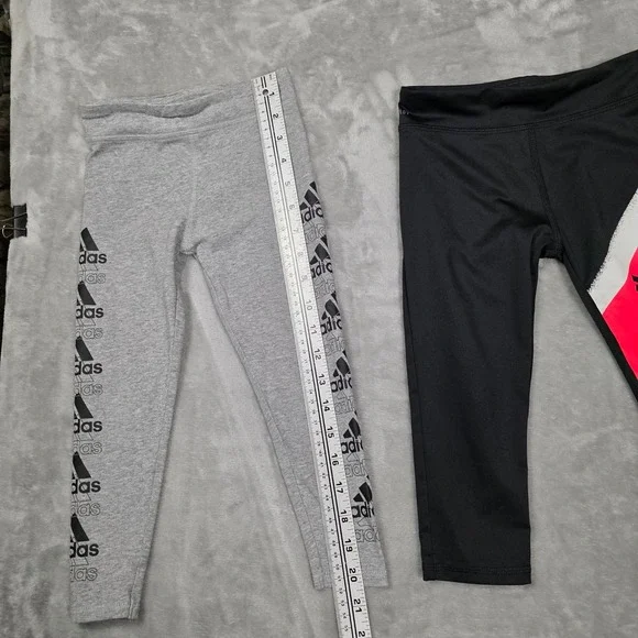 Adidas Girls Size 5 Leggings Lot Black Gray AEROREADY 2Pc Set - Picture 5 of 14